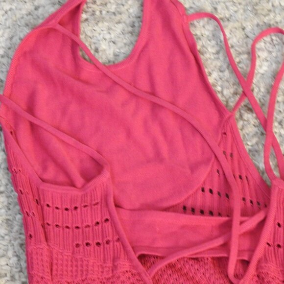 Esteban Cortazar Pink Crochet Bodycon Midi Dress S (US 4) - Picture 11 of 12